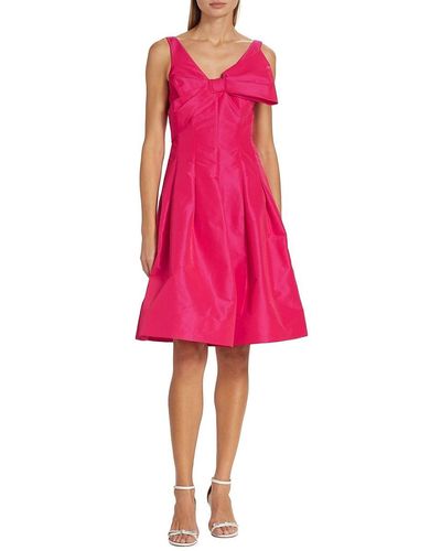 Teri Jon Sateen Half Bow Cocktail Dress - Pink