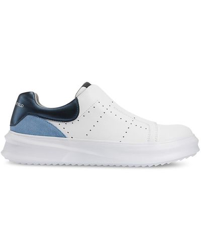 Karl Lagerfeld Perforated Leather Slip-On Sneakers - Blue