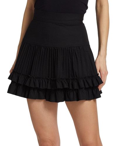 Brandon Maxwell Tiered Ruffle Mini Skirt - Black