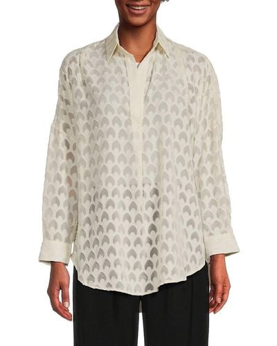 French Connection Geometric Burnout Popover Shirt - White