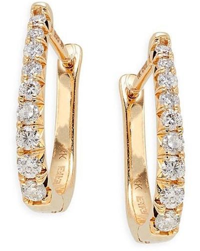 Effy 14k Yellow Gold & 0.49 Tcw Diamond Huggie Hoop Earrings - White