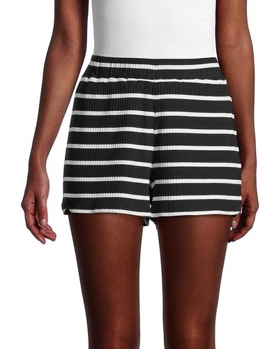 French Connection Tommy Ribbed Striped Shorts - Black