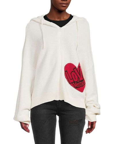 Love Moschino Wool Blend Oversized Hoodie - White