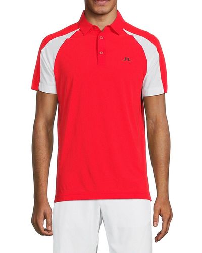 J.Lindeberg Nial Two Tone Logo Polo - Red