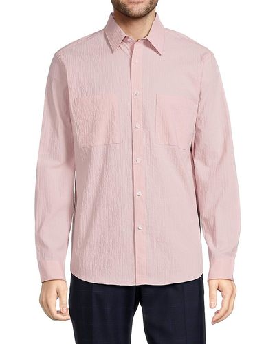 Theory Irving Crinkle Shirt - Pink
