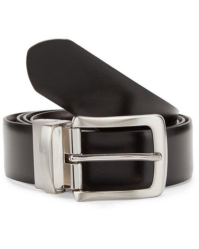 Canali Buckle Reversible Leather Belt - Black