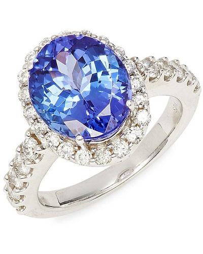 Saks Fifth Avenue 14k White Gold, Tanzanite & Diamond Ring - Blue