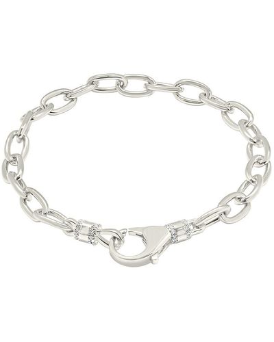 Sterling Forever Rhodium Plated & Cubic Zirconia Chain Bracelet - White