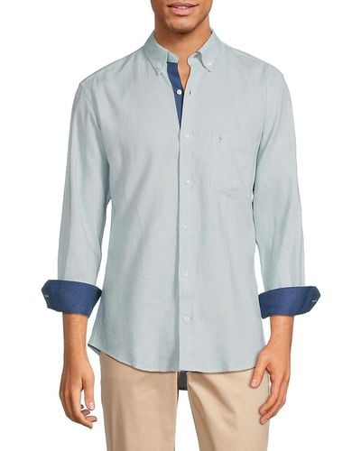 Tailorbyrd 'Linen Blend Contrast Sport Shirt - Blue