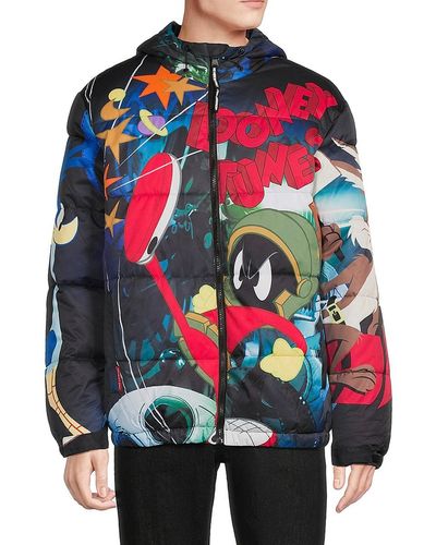 Members Only Looney Tunes Print Puffer Jacket - Red