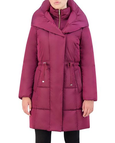 Cole Haan Signature Hooded Puffer Coat - Red