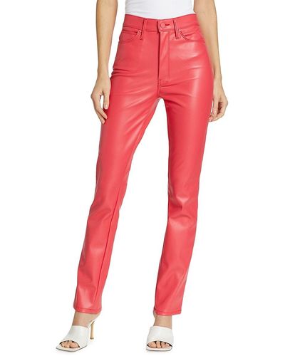 Mother The Dazzler Skimp Faux Leather Trousers - Red