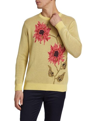 Saks Fifth Avenue Floral Intarsia Sweater - Natural