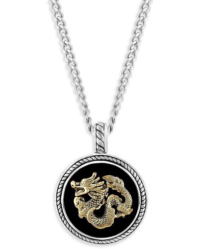 Effy 14k Goldplated, Sterling Silver & Onyx Pendant Necklace - White