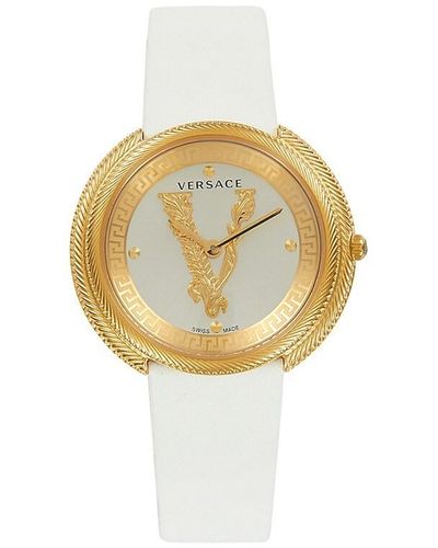 Versace Thea 38mm Ip Goldtone Stainless Steel & Leather Strap Watch - Metallic
