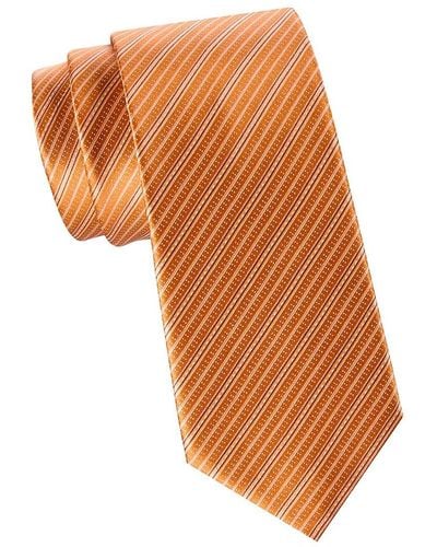 Brioni Stripe Silk Tie - Orange