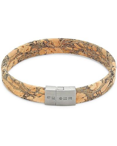 Tateossian Textured Cork & Stainless Steel Bracelet - White