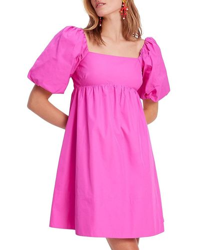 Kate Spade Puff Sleeve Taffeta Mini Dress - Pink