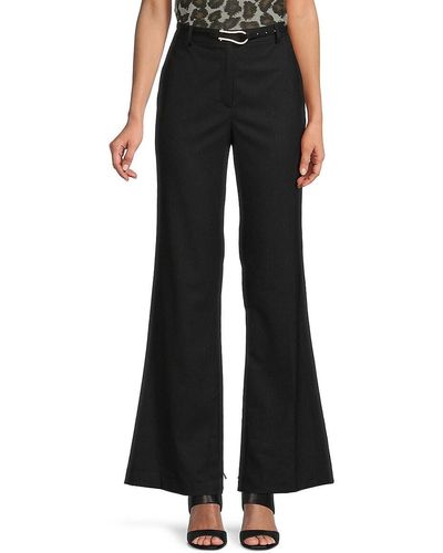 Donna Karan Pinstripe Belted Trousers - Black