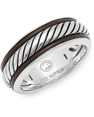 Effy Leather And Sterling Silver Band Ring - White