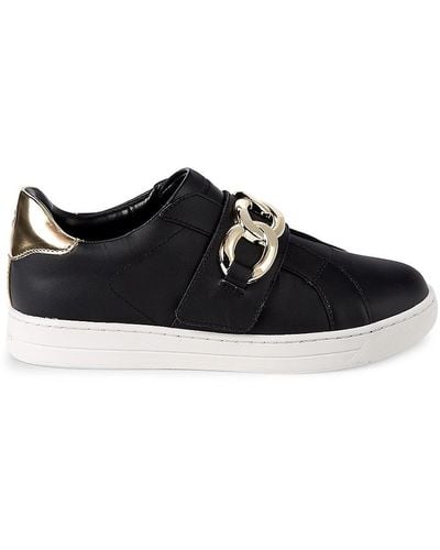Michael Kors Kenna Chain Leather Sneakers - Black