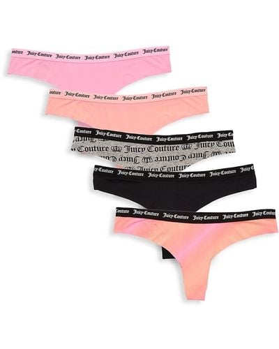 Juicy Couture 5-pack High-cut Thongs - Pink