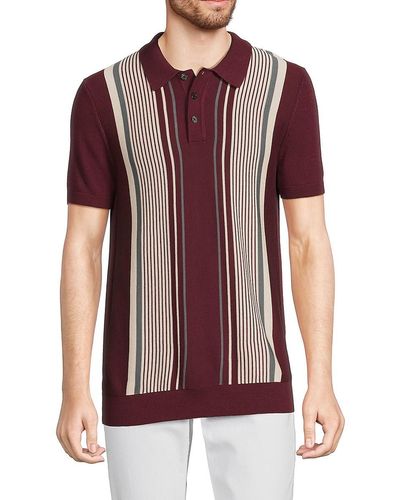 Saks Fifth Avenue 'Striped Polo Sweater - Red