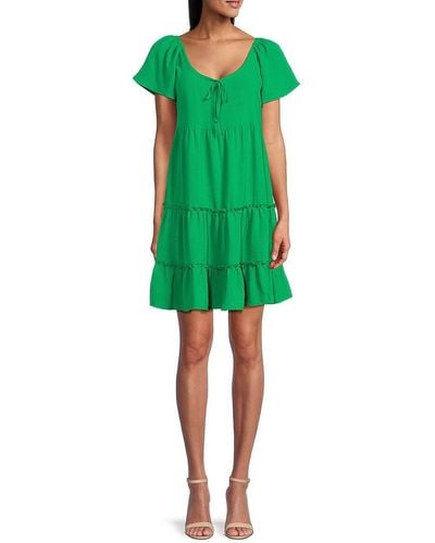 Bobeau Tiered Mini Dress - Green