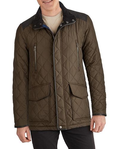 Cole Haan Mixed Media Quilted Jacket - Brown