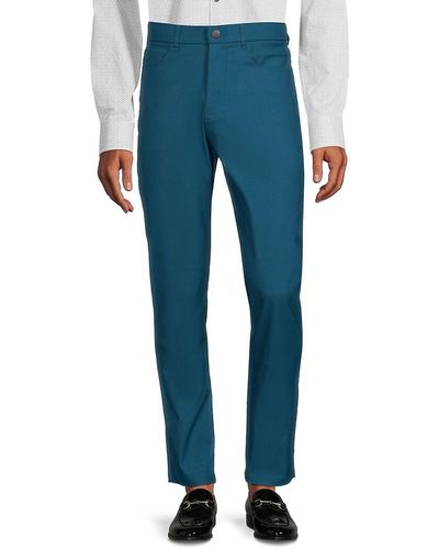 Greyson Wainscott Solid Chino Trousers - Blue