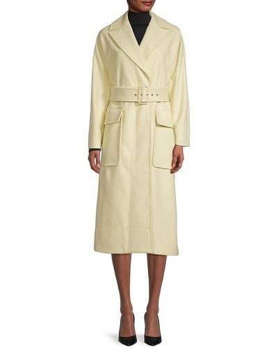 Ted Baker Belted Wool Trench Coat - Yellow