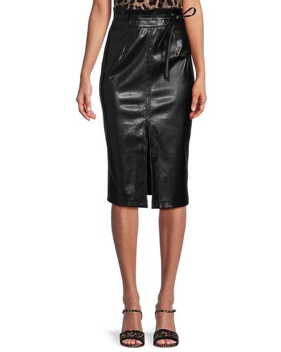 AREA STARS Vegan Leather Pencil Skirt - Black