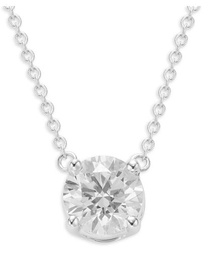 Badgley Mischka 14K & 1.2 Tcw Lab-Grown Diamond Solitaire Pendant Necklace - White