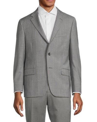 Hickey Freeman Milburn Ii Plaid Wool Blazer - Gray