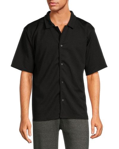 FLEECE FACTORY Pattern Short Sleeve Shirt - Black