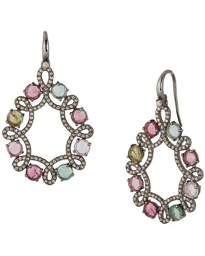Banji Jewelry Sterling, Multi-Color Tourmaline & Diamond Drop Earrings - Metallic