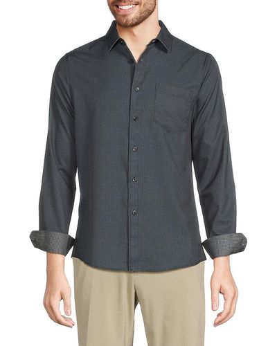 Report Collection Printed Button Down Shirt - Gray