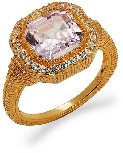 Judith Ripka Goldplated Sterling Silver, Pink Cubic Zirconia & White Sapphire Halo Ring - Metallic