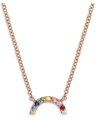EF Collection 14k Rose Gold & Multi Stone Rainbow Necklace - Metallic