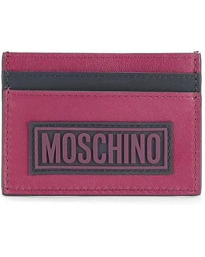 Moschino Logo Two Tone Leather Card Holder - Purple