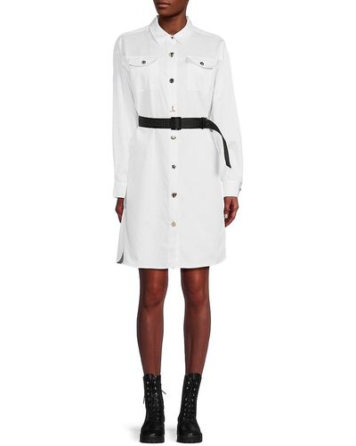 Karl Lagerfeld Detachable Belt Mini Shirt Dress - White