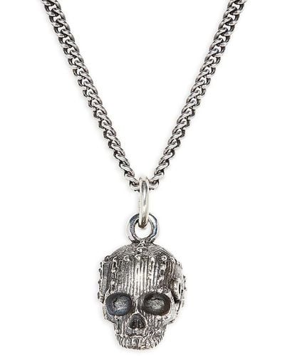 King Baby Studio Sterling Silver Skull Pendant Necklace - Metallic