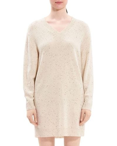 Theory Donegal Wool & Cashmere Mini Jumper Dress - White