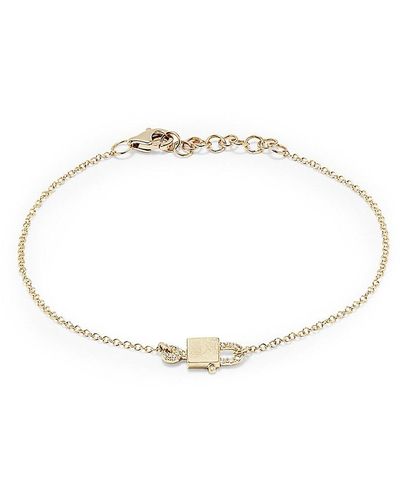 Saks Fifth Avenue 14k Yellow Gold & 0.04 Tcw Diamond Lock & Key Pendant Bracelet - White