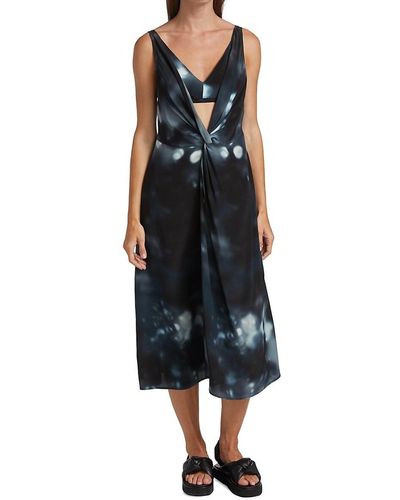 Deveaux New York Renada Twist-Front Midi Dress - Black