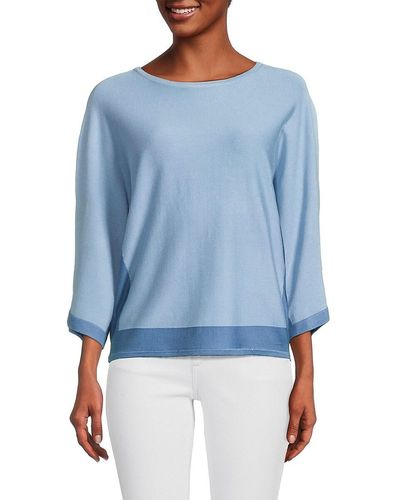 Elie Tahari T Tahari 3/4 Sleeve Dolman Sweater - White