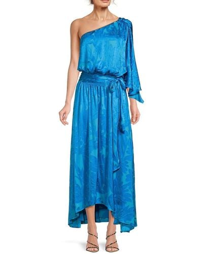 Ramy Brook Daxton Satin One Shoulder Dress - Blue
