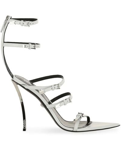 Versace Strappy Leather Sandals - White