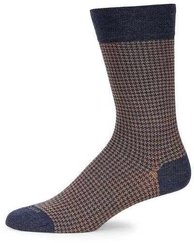 Marcoliani Houndstooth Cotton-blend Socks - Blue