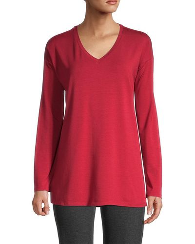 Eileen Fisher Jersey Long Sleeve T Shirt - Red